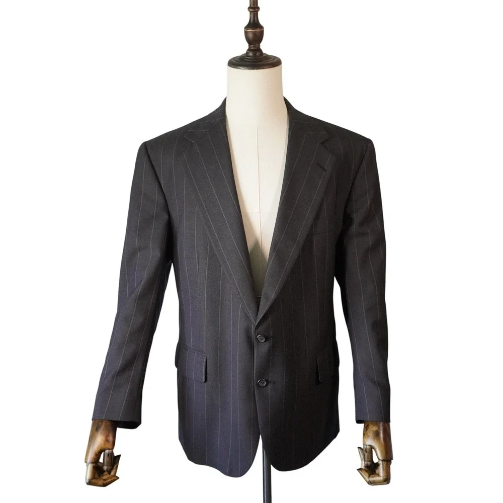 Polo University Club by Ralph Lauren Men's Charcoal Pinstripe Wool Blazer Jacket